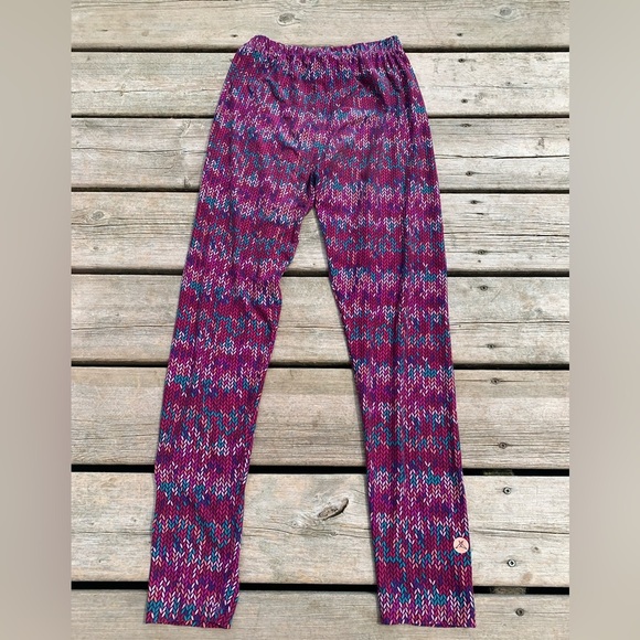 💜 Sweet legs Patterned Leggings- One Size Fits Most - Purple Teal Pink Zigzag - Picture 4 of 6